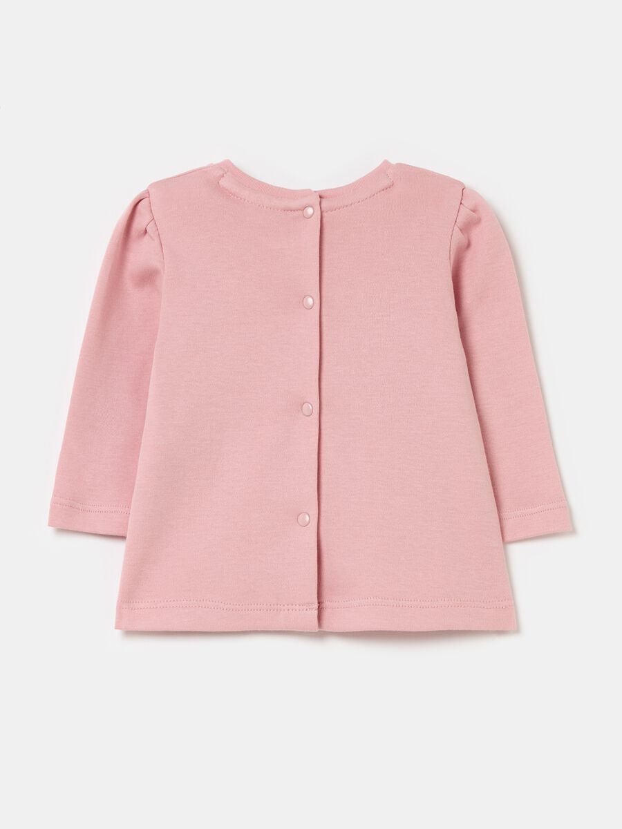 T-shirt con rouche e ricamo a fiorellini_1