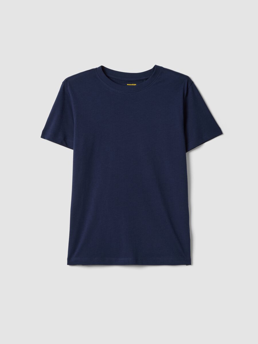 T-shirt in puro cotone blu da ragazzo regular fit_0