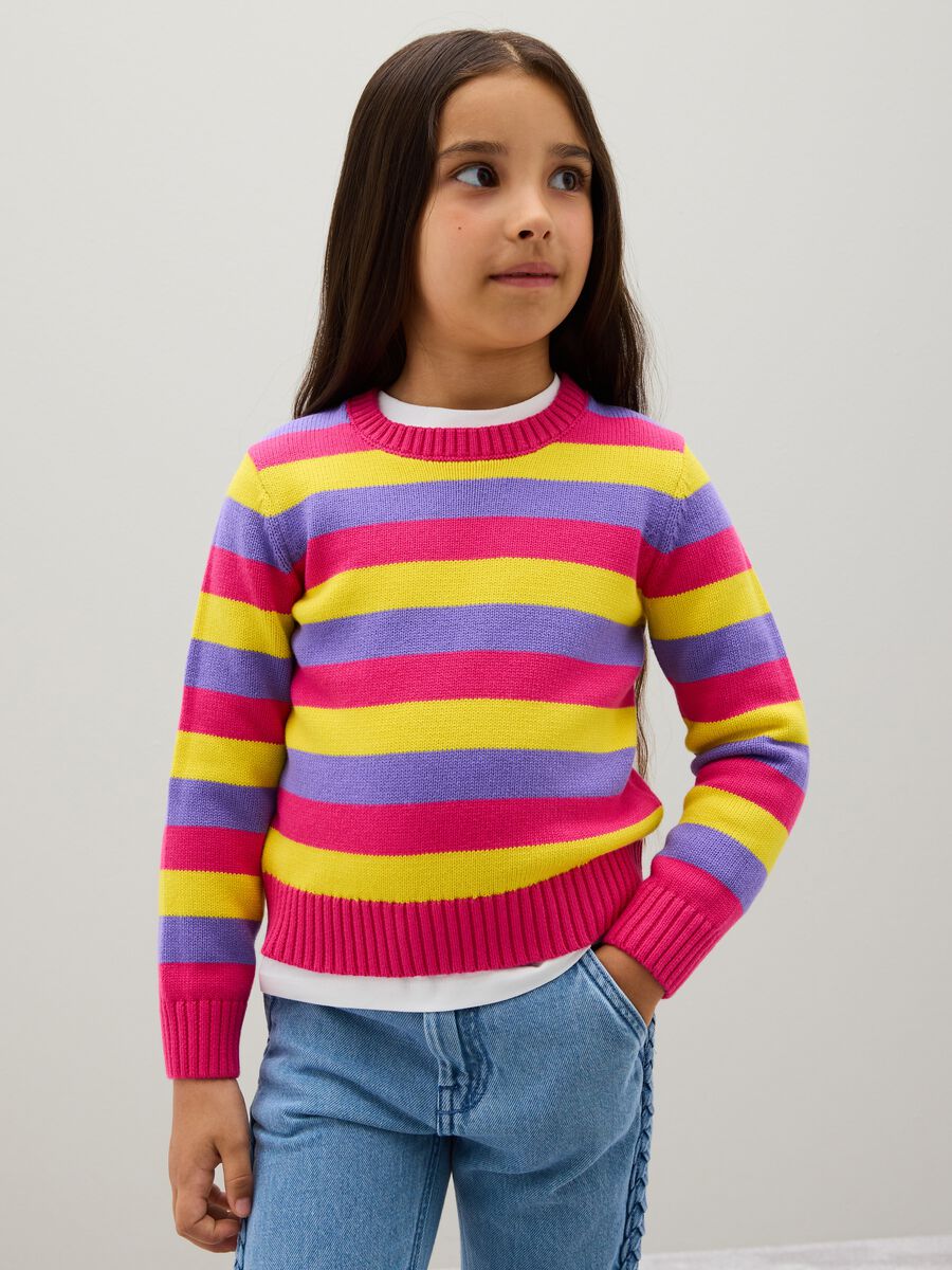 Girls' multicoloured regular fit pure cotton pullover_0