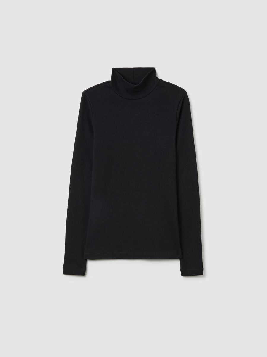 T-shirt da ragazza in puro cotone nero slim fit_0