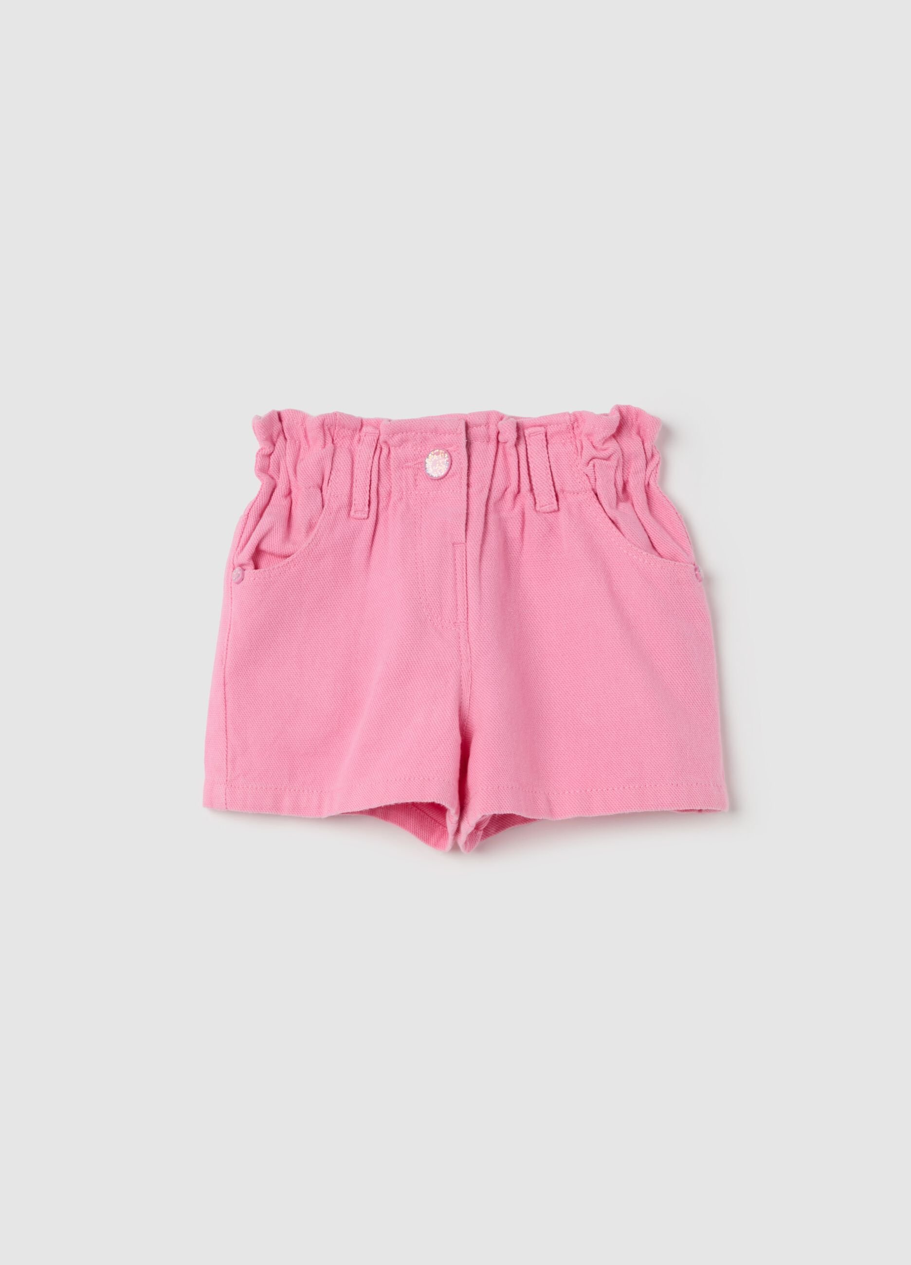 Paper bag shorts in cotton and Lyocell