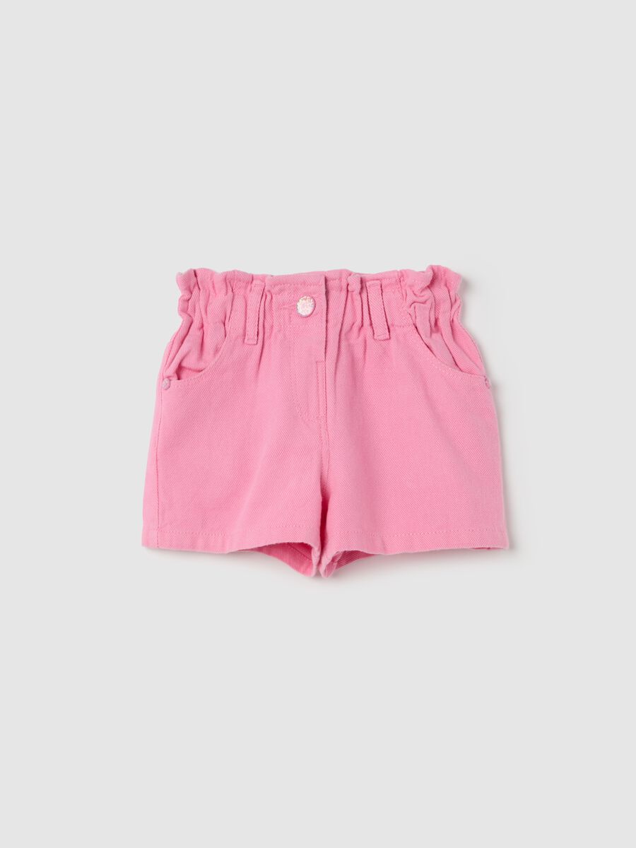 Paper bag shorts in cotton and Lyocell_0