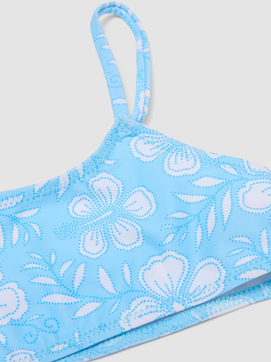 Girls&rsquo; light blue floral print bikini_2