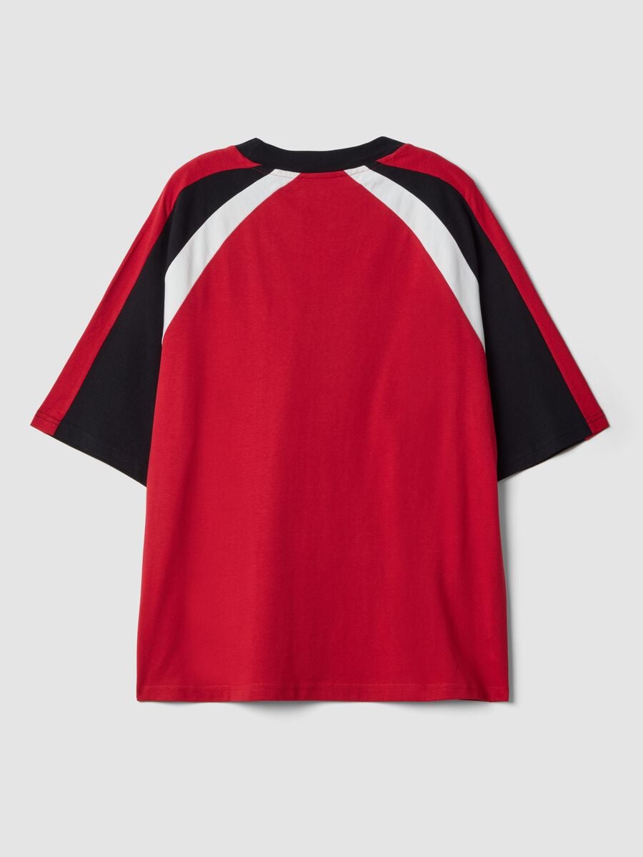 T-shirt rossa in puro cotone con scritta frontale relaxed fit_6