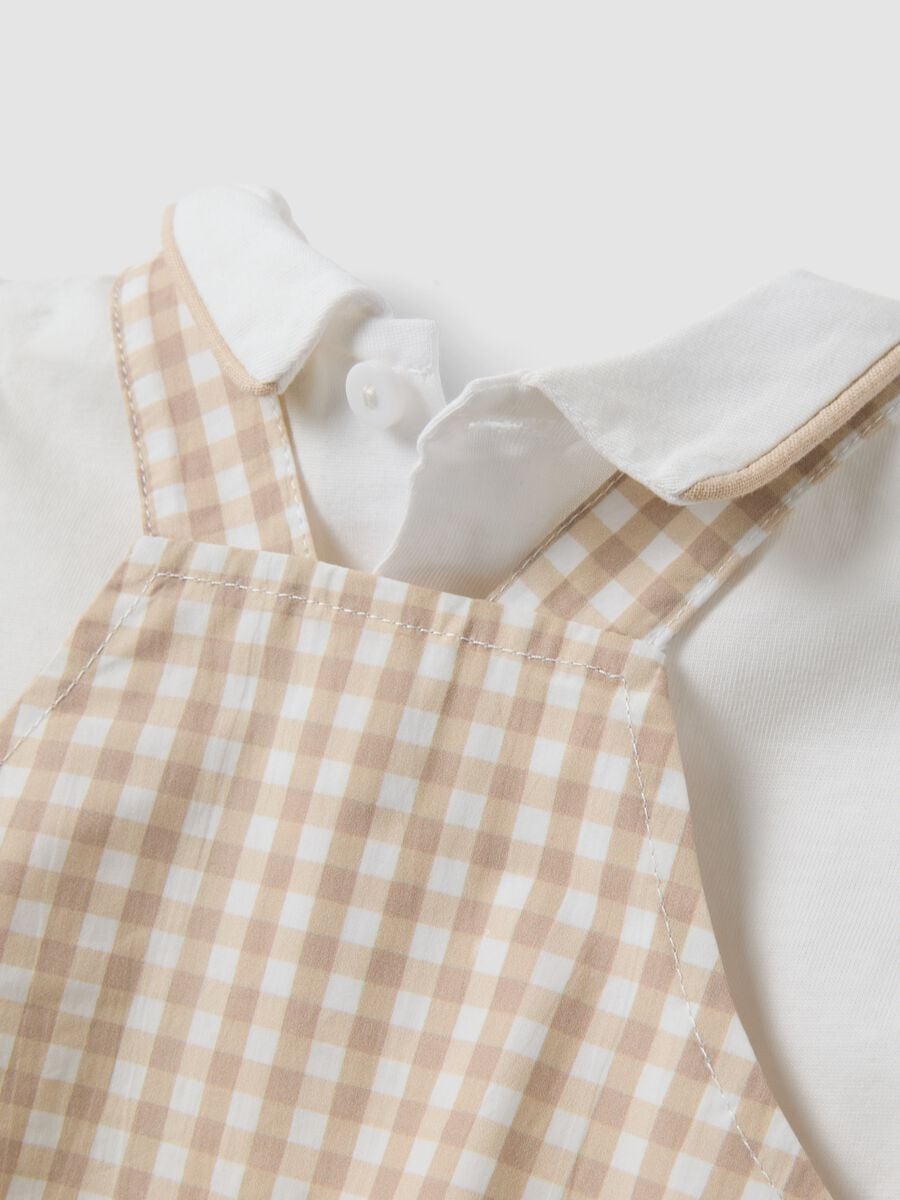 Completo beige e bianco in puro cotone con ricami Winnie The Pooh per neonati_3