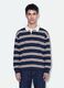 Blue striped pure cotton rugby polo with classic collar_2
