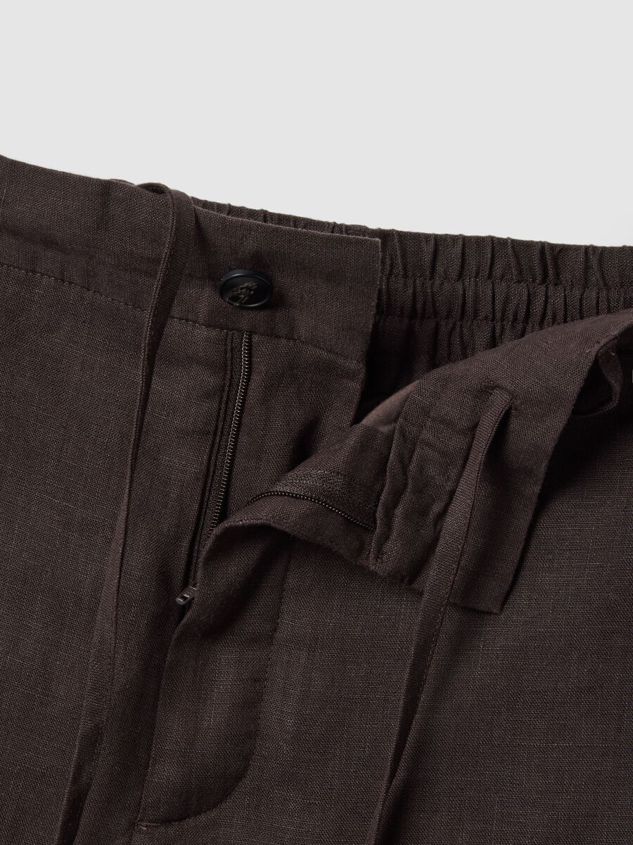 Bermuda in puro lino marroni regular fit_5