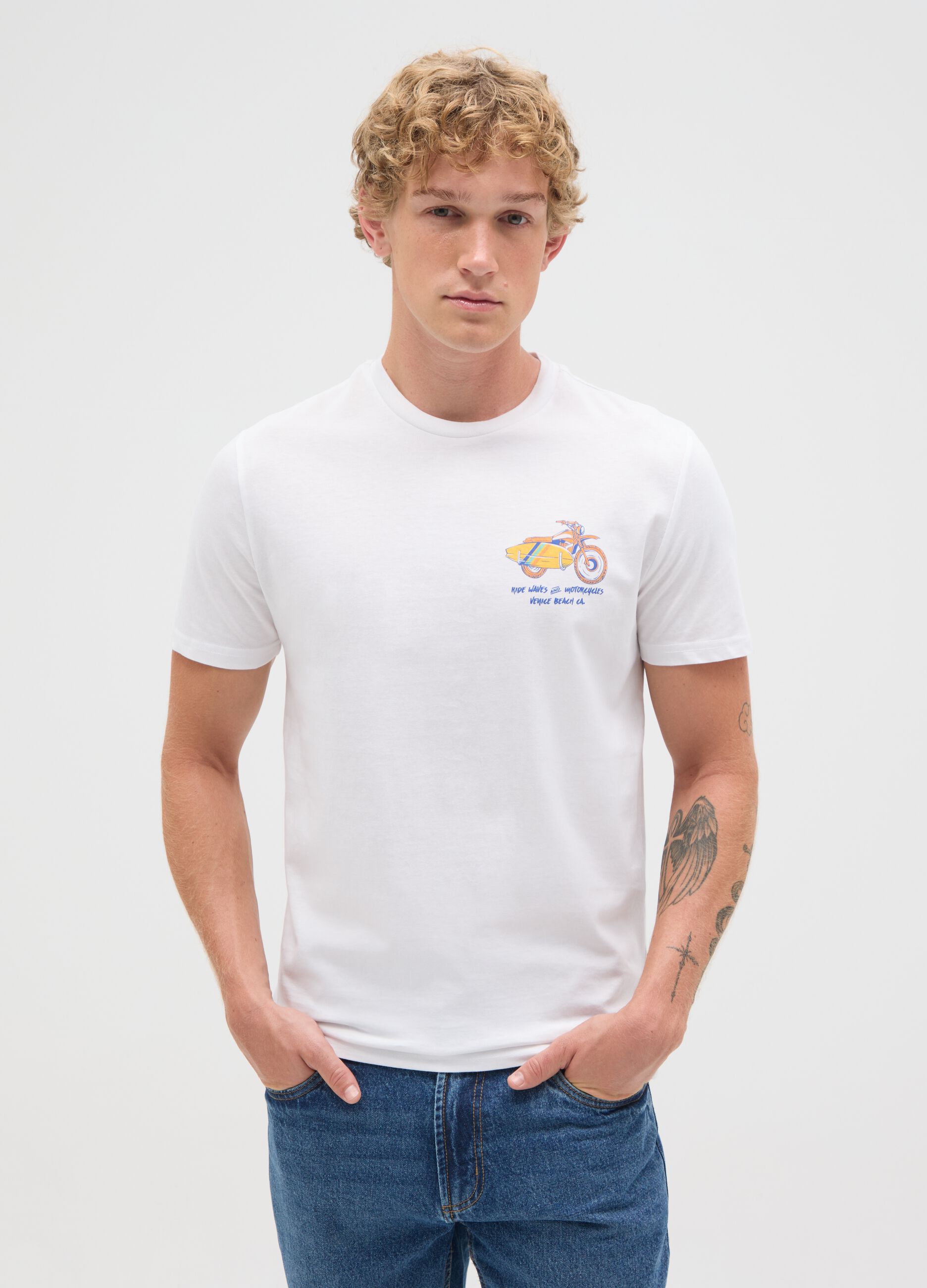 Men's White Pure Cotton T-Shirt Regular Fit