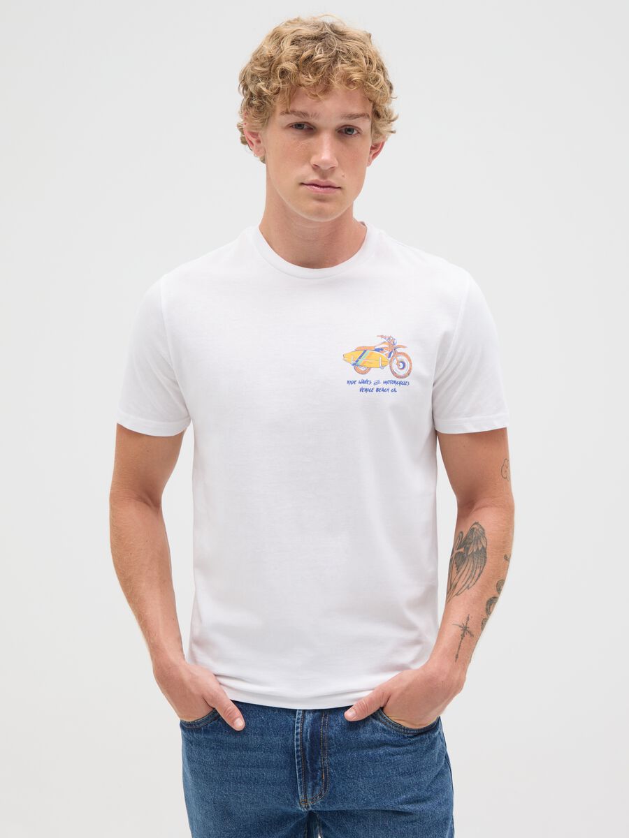 T-shirt da uomo in puro cotone bianca regular fit_0