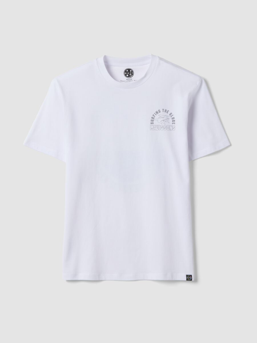 White pure cotton short-sleeve T-shirt, relaxed fit with print_4