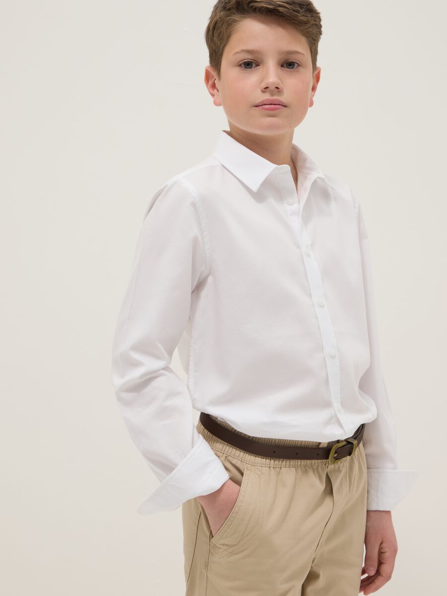Boy's White Pure Cotton Shirt, Regular Fit_0