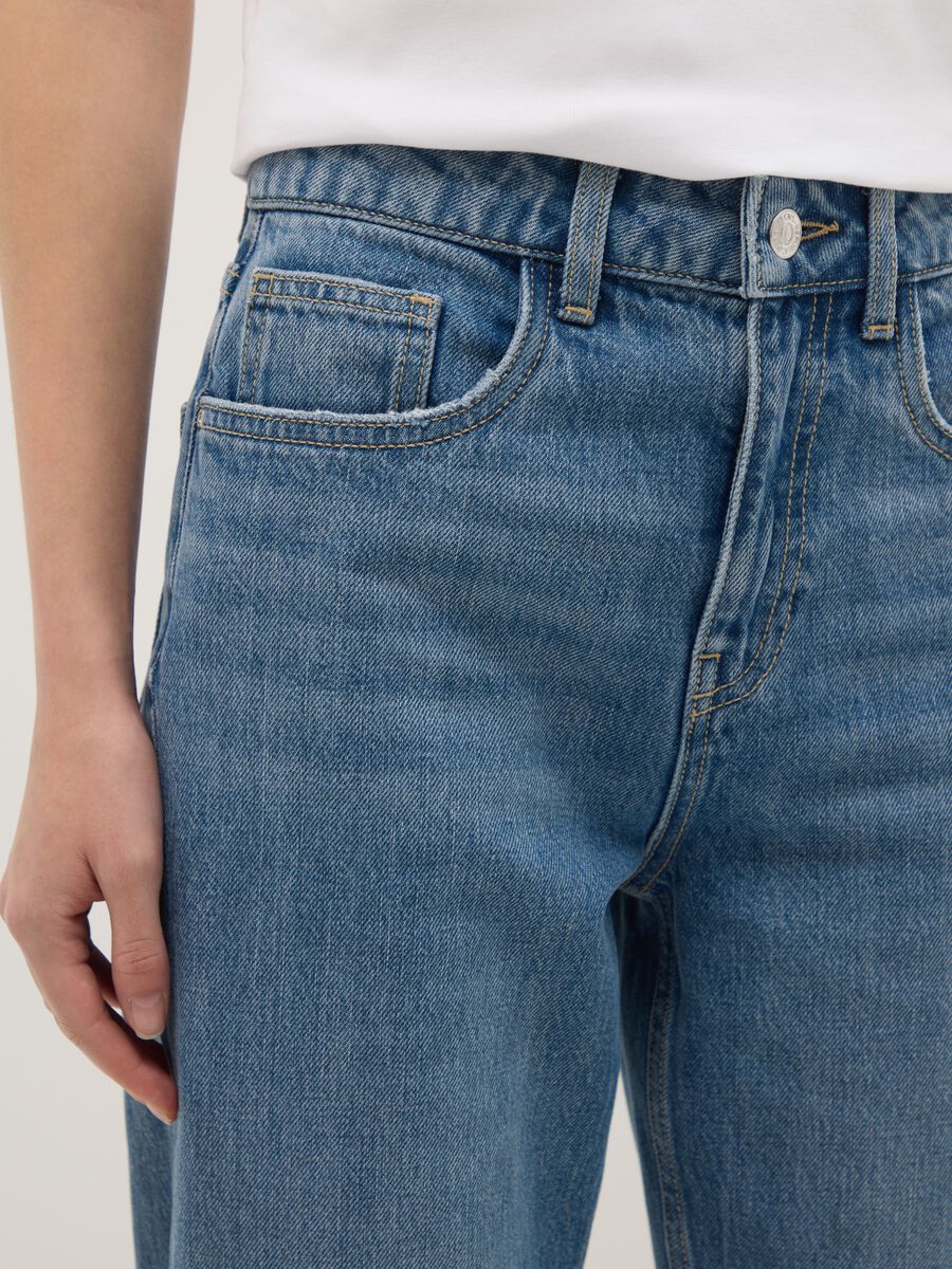 Blue cotton straight fit jeans_3