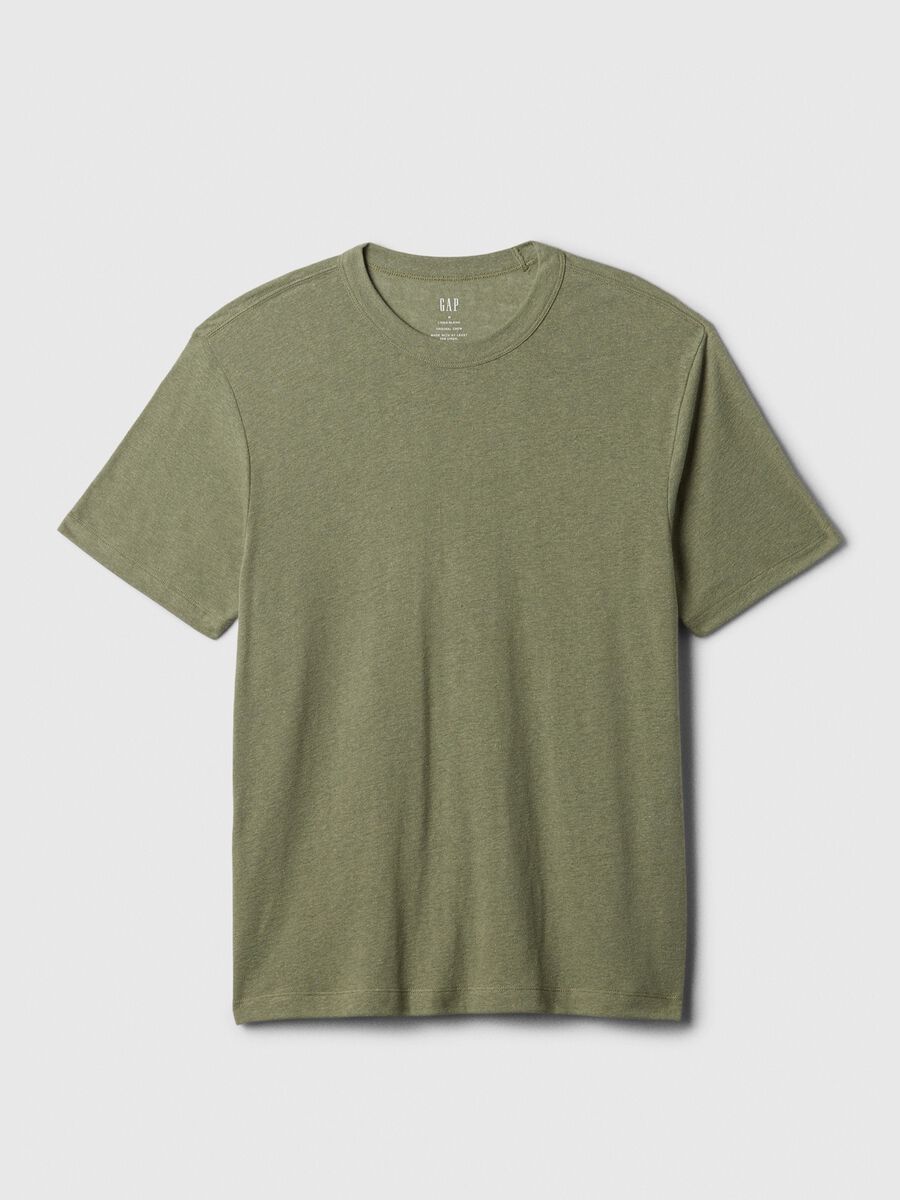 T-shirt girocollo in misto lino_3