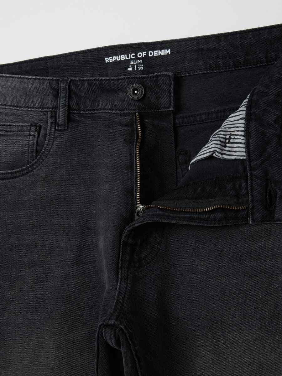 Jeans denim in cotone neri slim fit_5