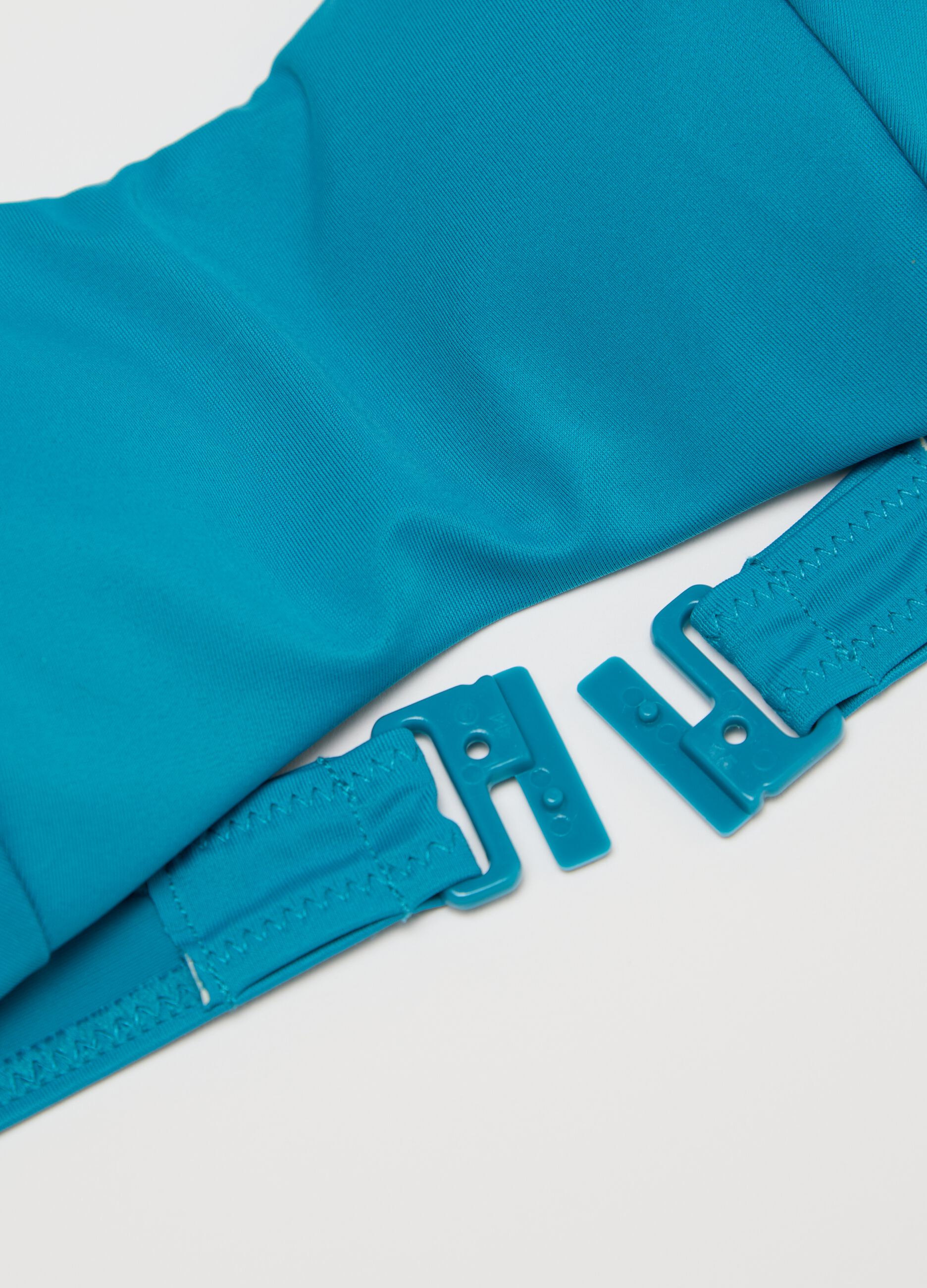 Top bikini da donna in tessuto elasticizzato azzurro