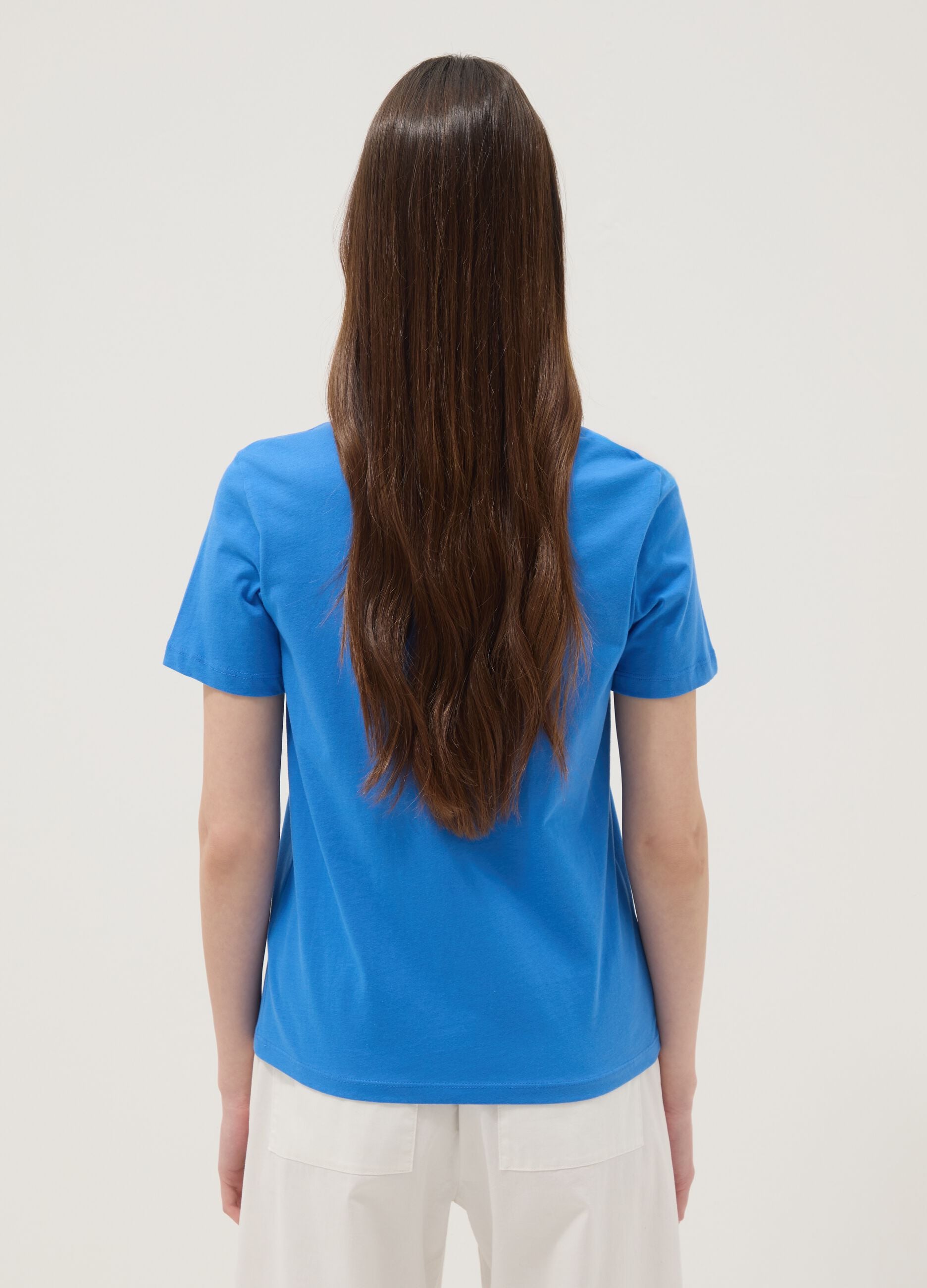 Blue short-sleeve organic cotton T-shirt