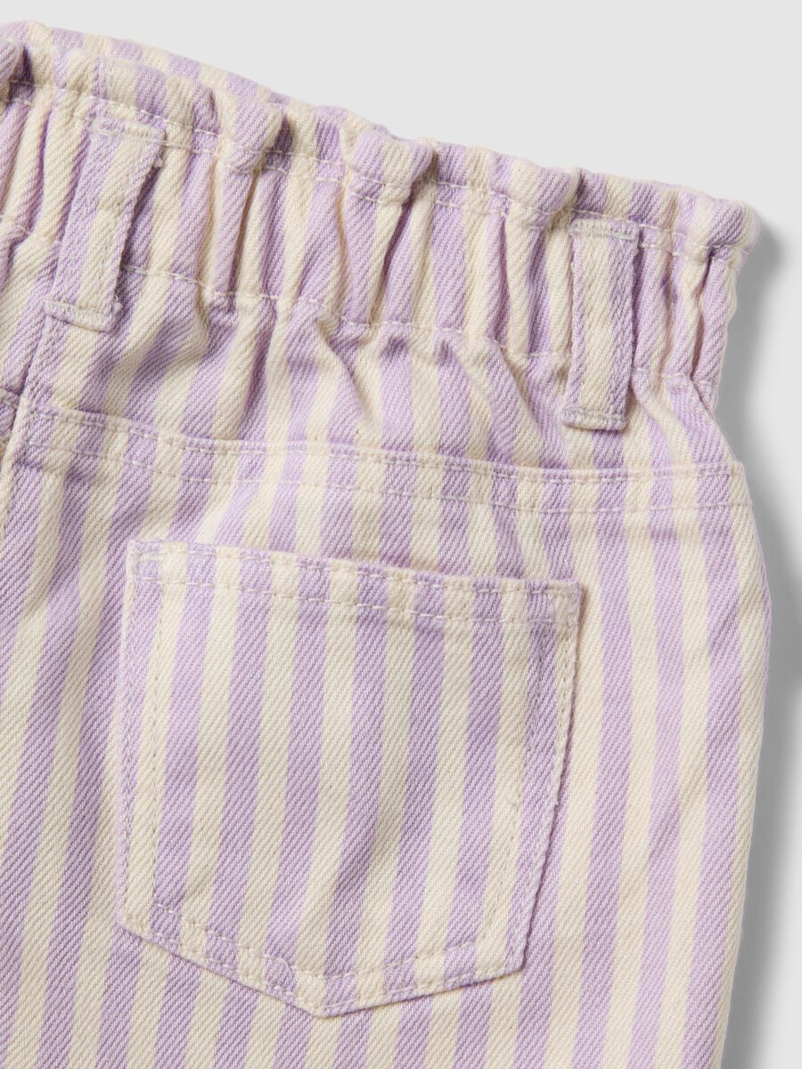 Girl's regular fit multicoloured striped pure cotton shorts_3