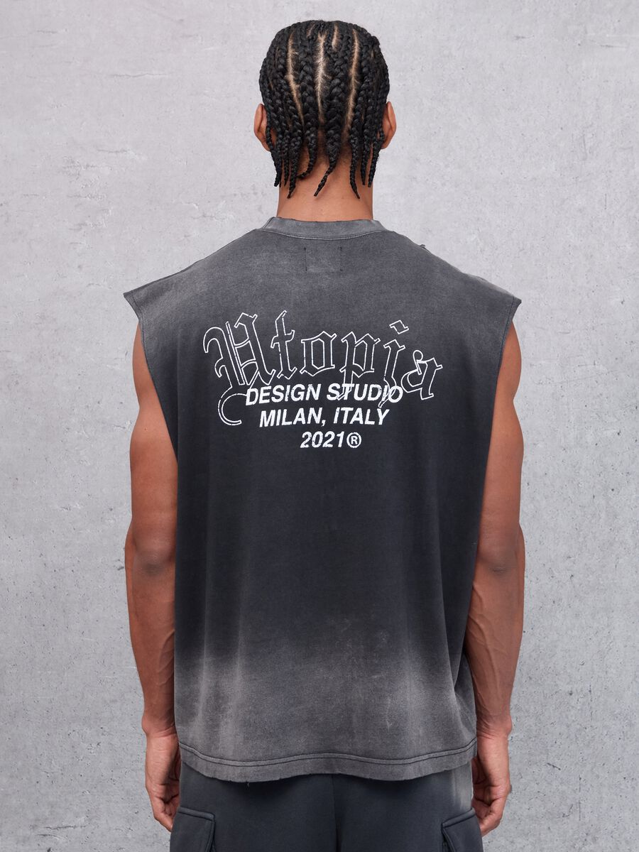 Sunfaded Distressed Tank Top Vintage Black_5