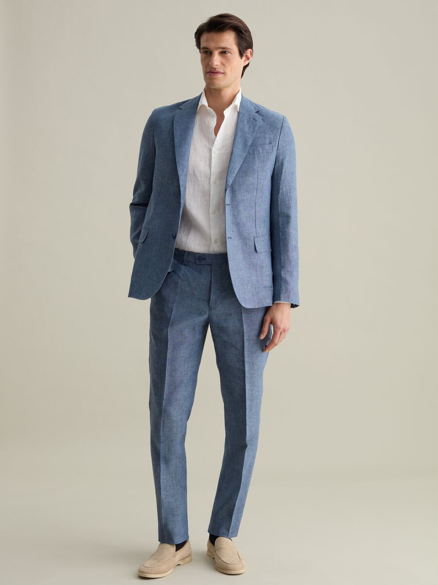Single-breasted blazer in linen_1