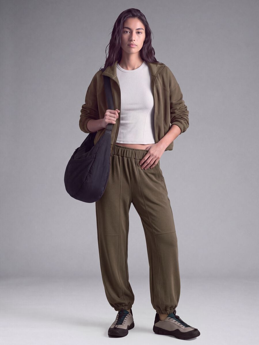 Pantaloni sportivi verdi in viscosa elasticizzato_1