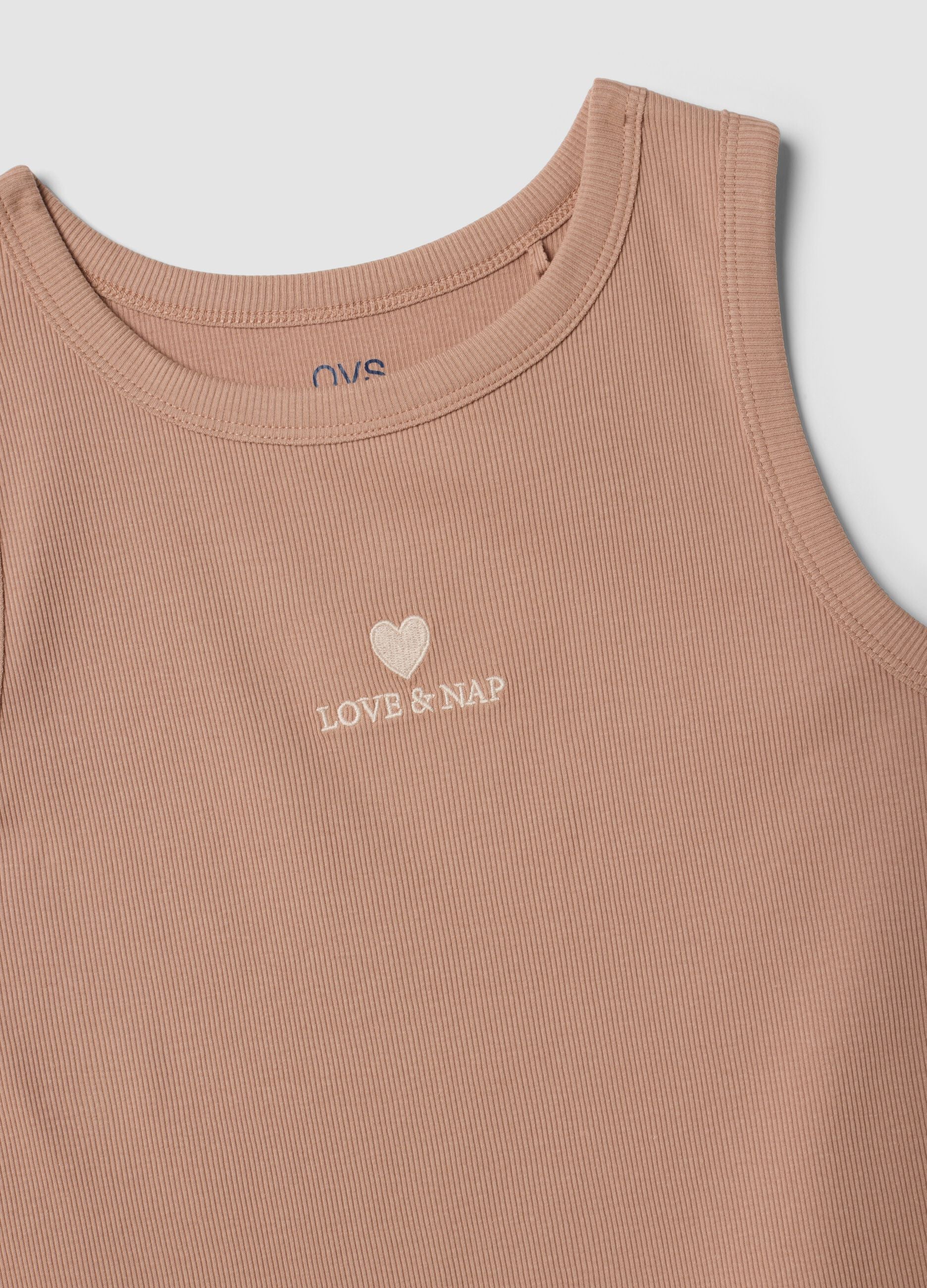 Brown pure organic cotton pyjamas with sleeveless top and printed trousers