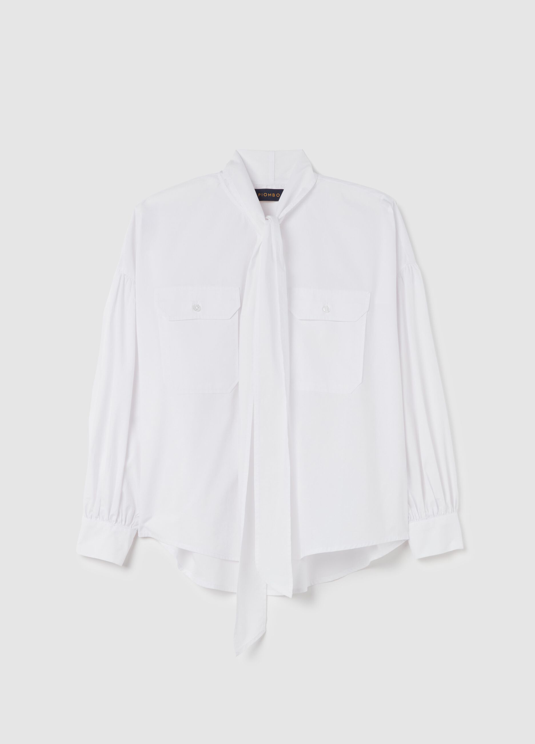Camicia in cotone con foulard a fiocco