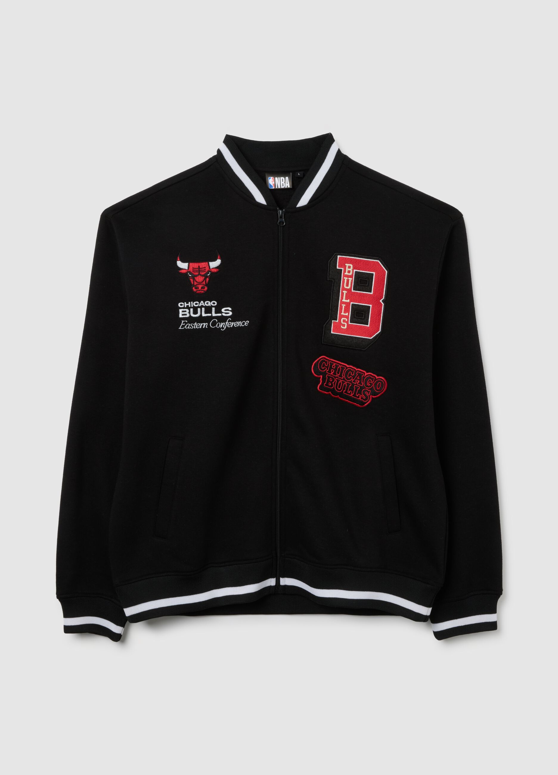 Black Chicago Bulls Jacket with Embroidered Details