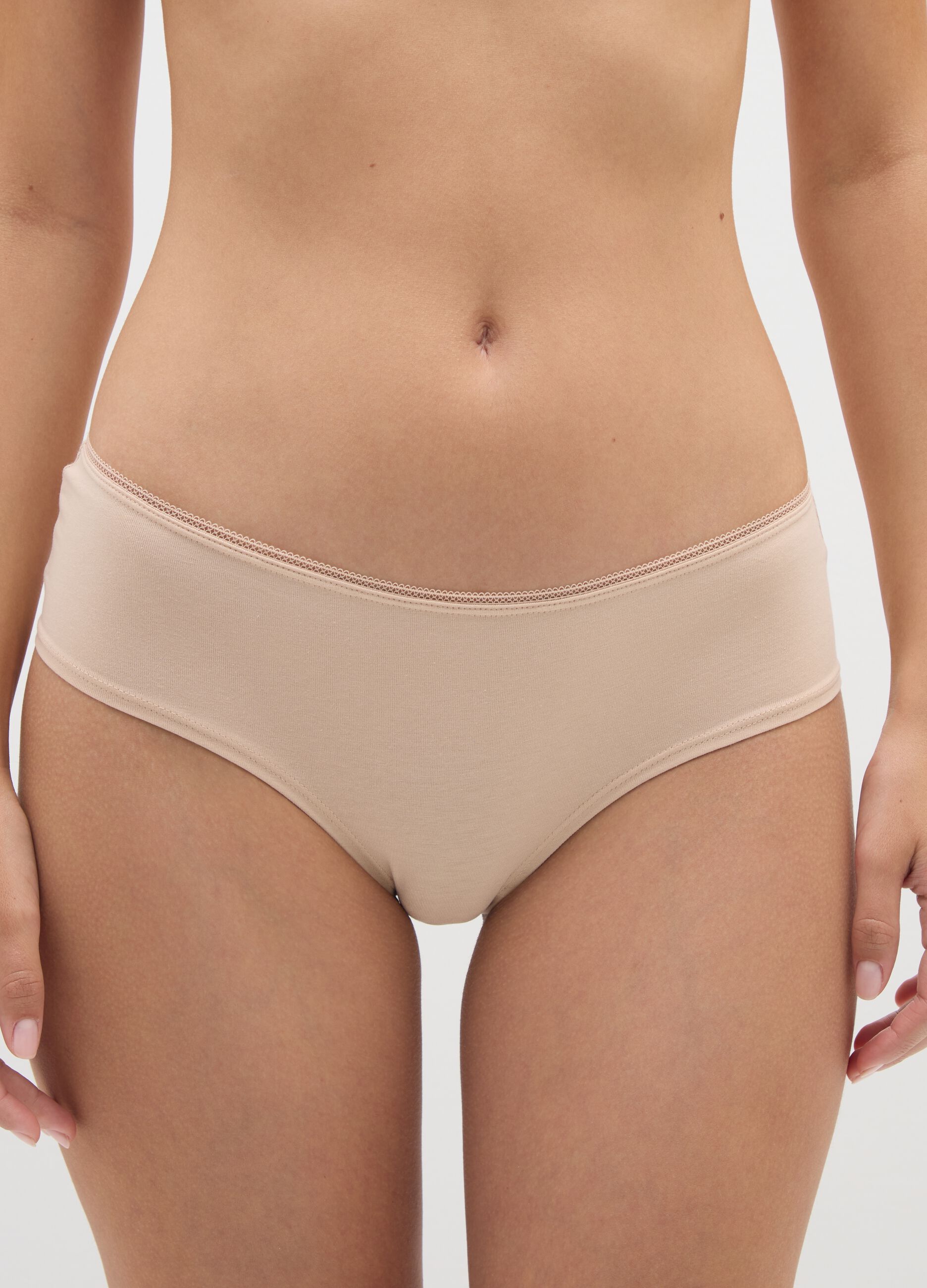 Set of beige stretch cotton regular fit tripack briefs