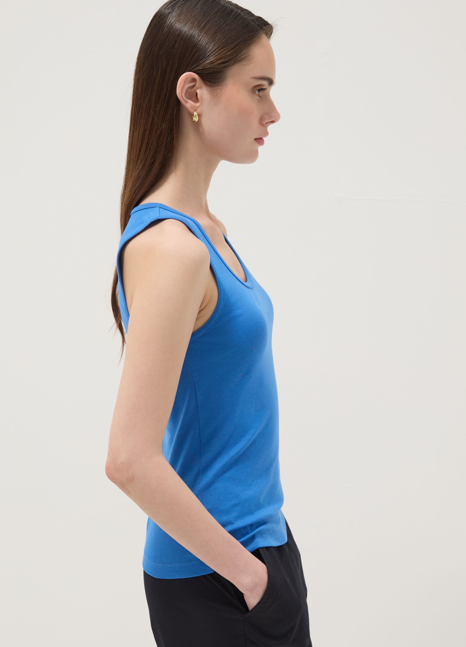 Blue pure cotton vest top