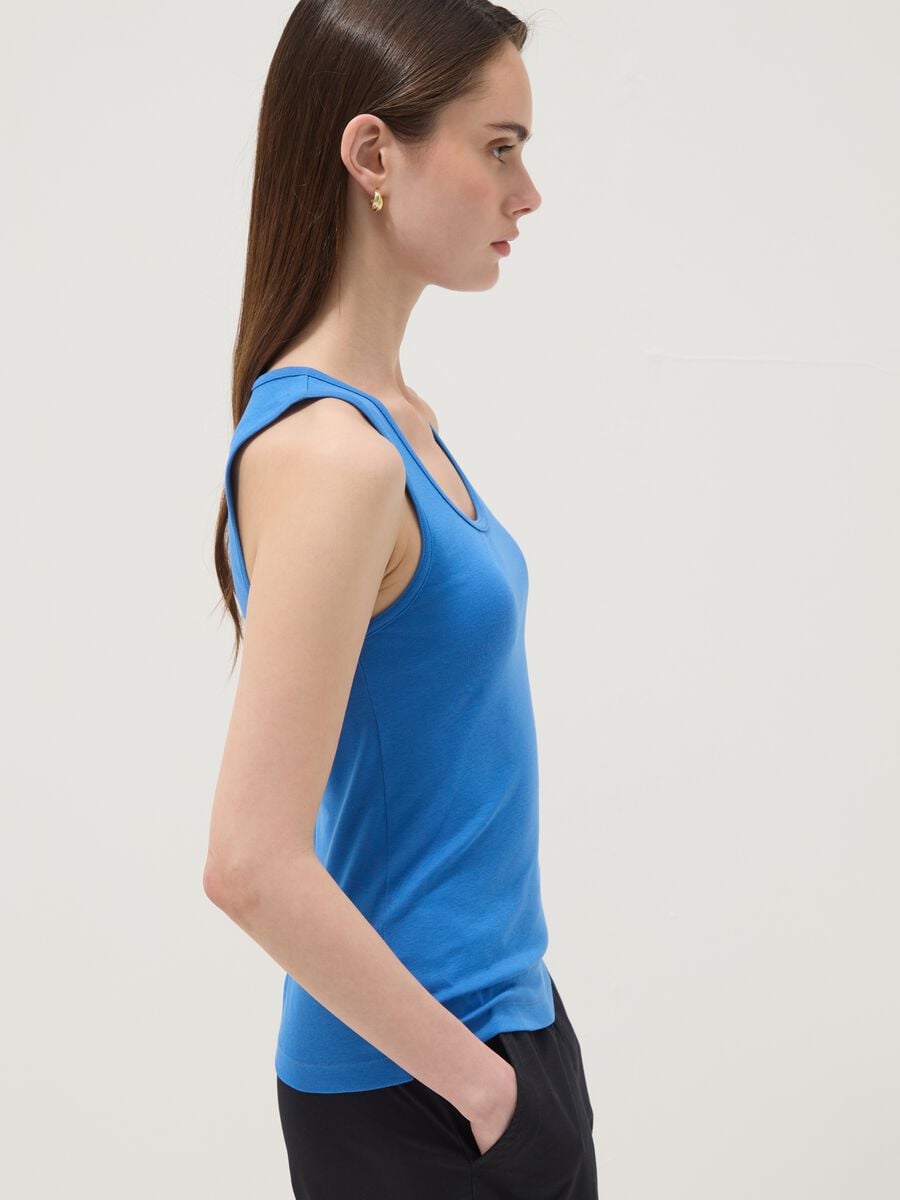Canottiera blu in puro cotone_0