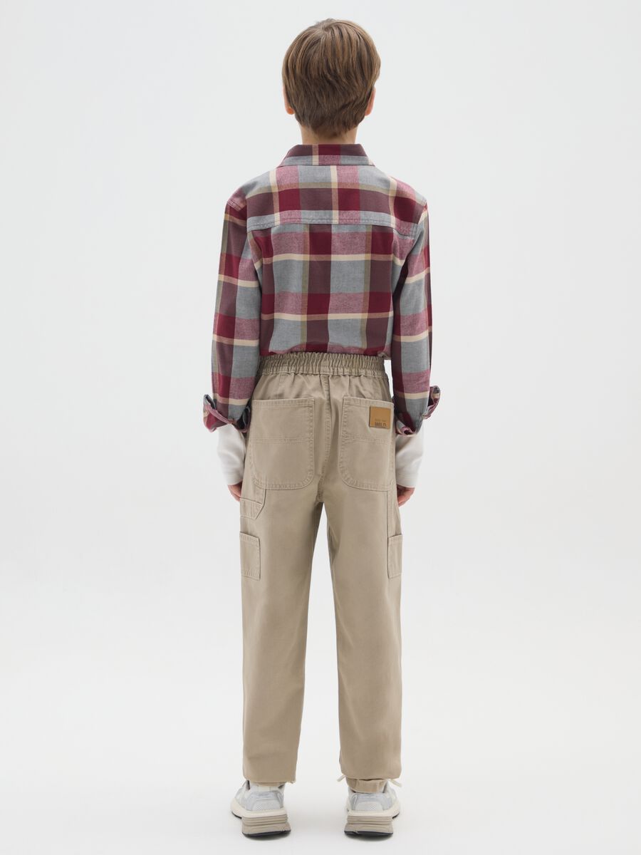 Pantaloni da ragazzo in puro cotone beige _1