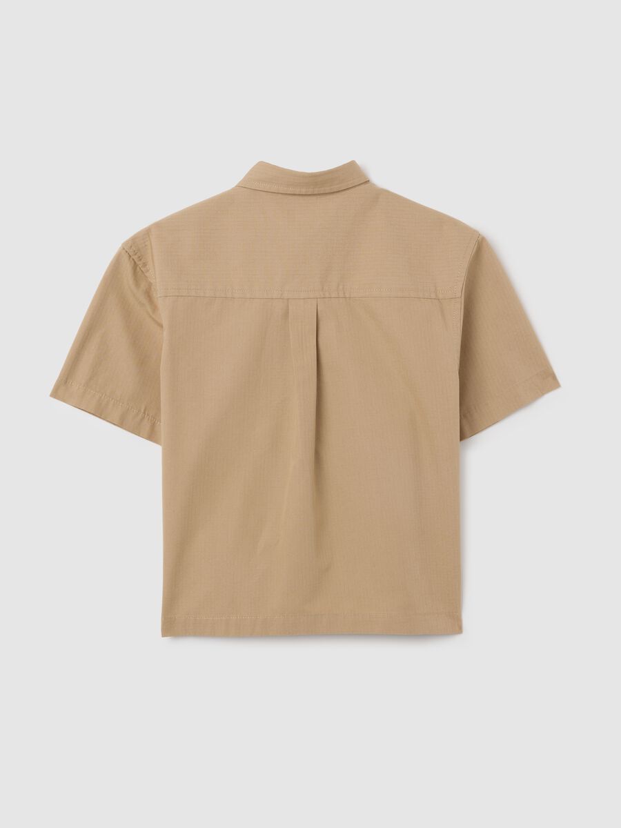 Children's shirt in pure beige cotton over_1