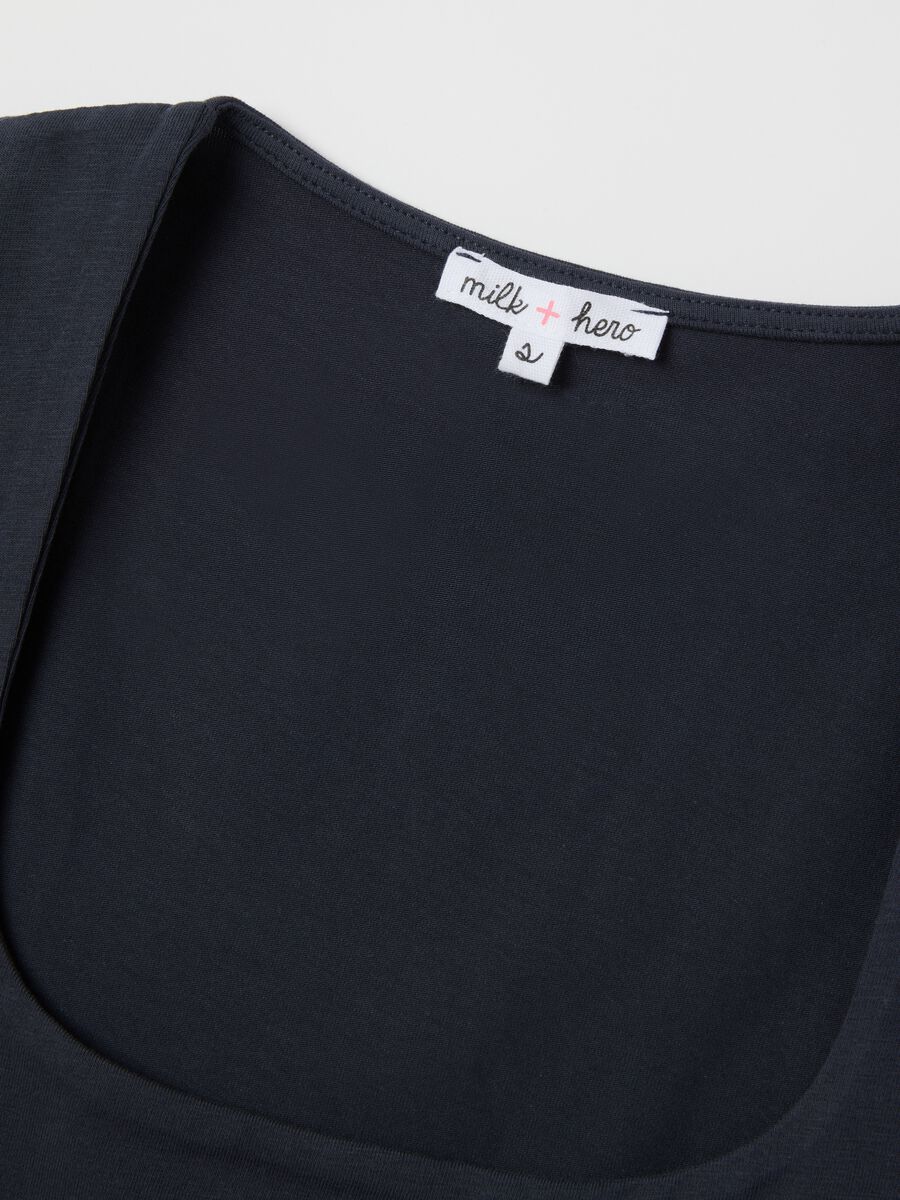 Canotta da donna in cotone blu fitted_1
