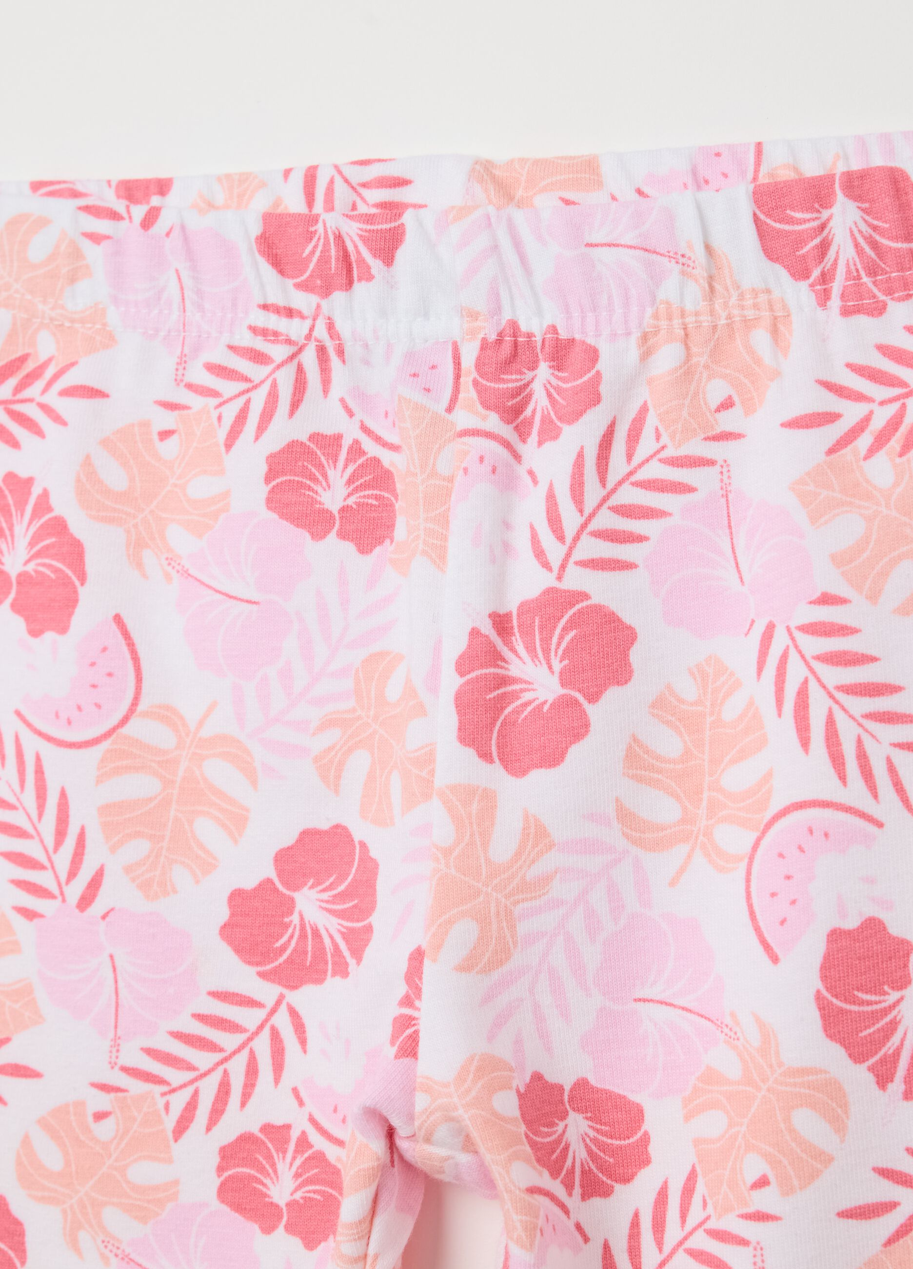 Leggings da bambina in cotone elasticizzato rosa regular fit