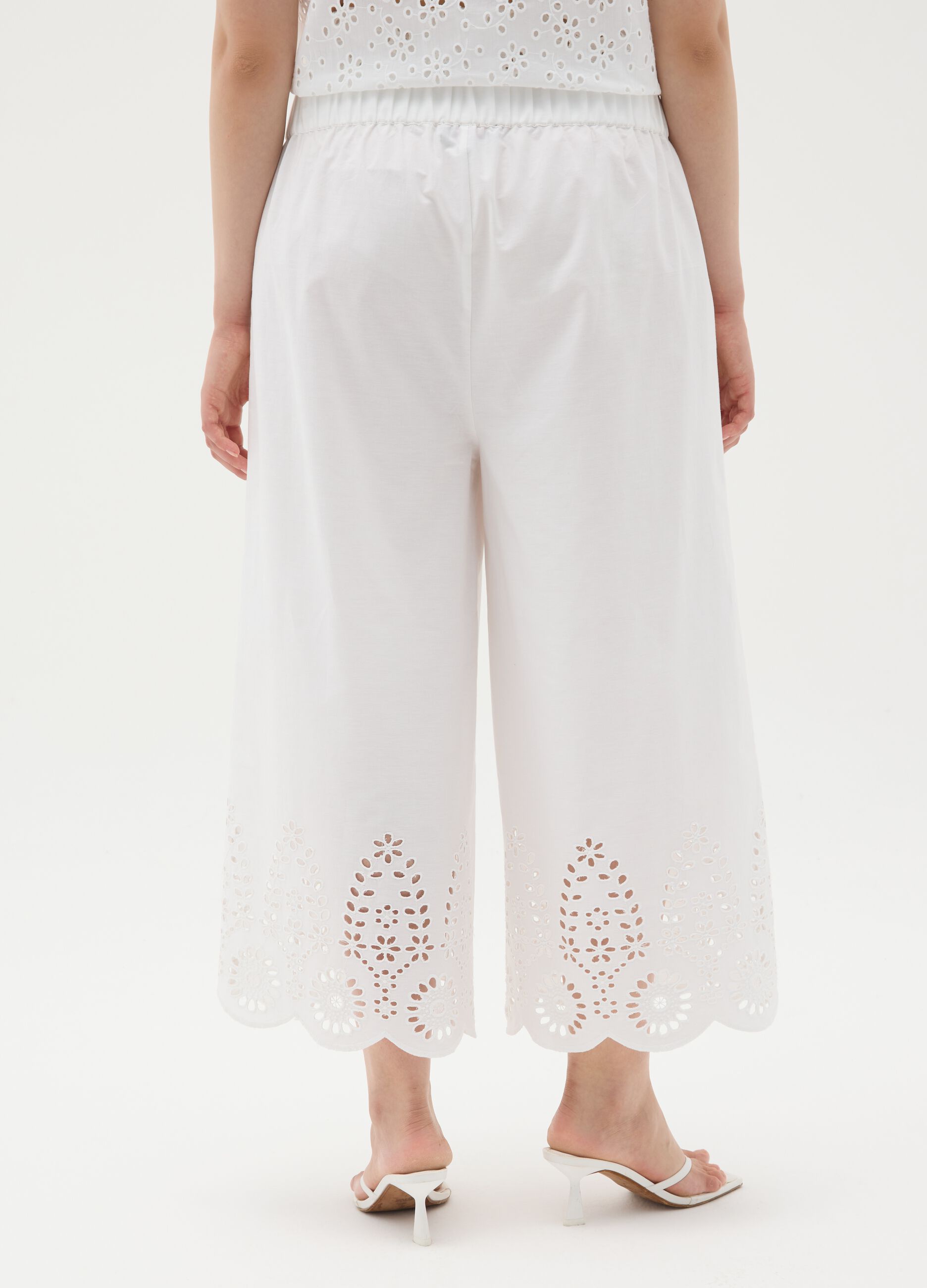 Women's white pure cotton wide-leg shorts
