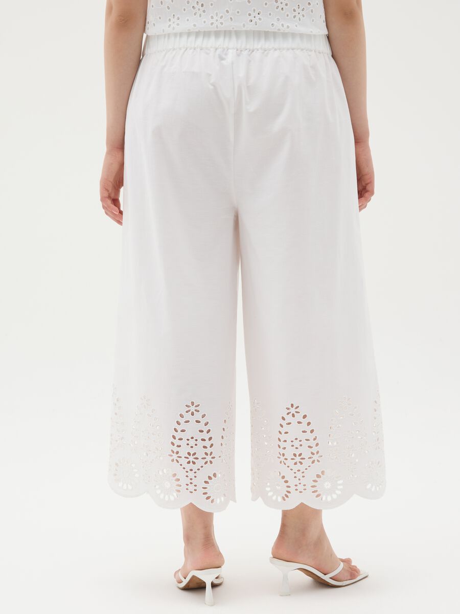Women's white pure cotton wide-leg shorts_3