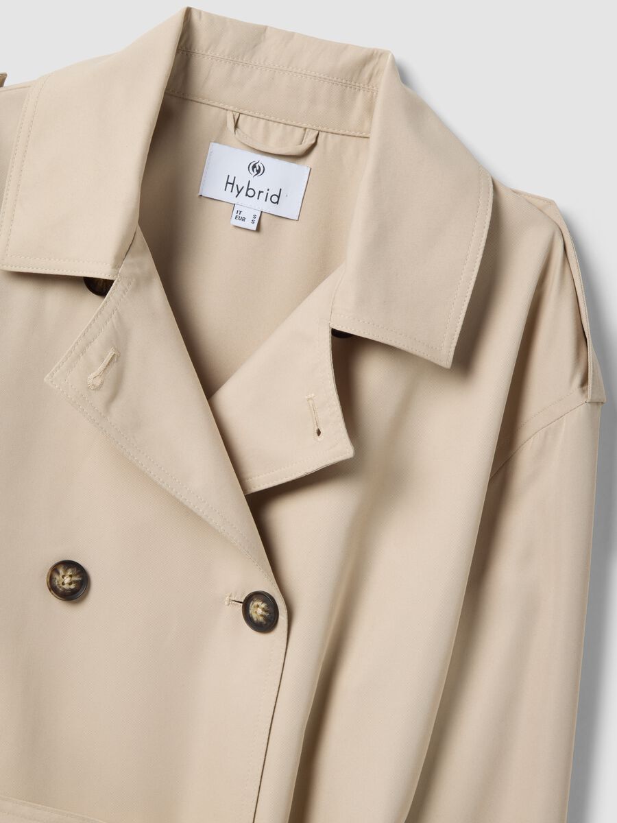 Giacca leggera doppiopetto beige regular fit con cintura_5