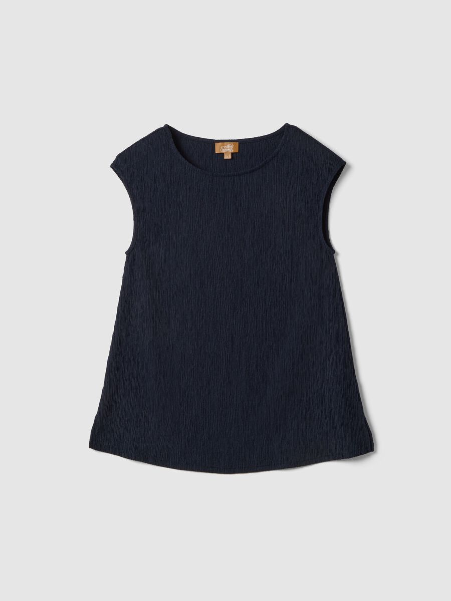 Blue regular fit sleeveless maternity T-shirt_4