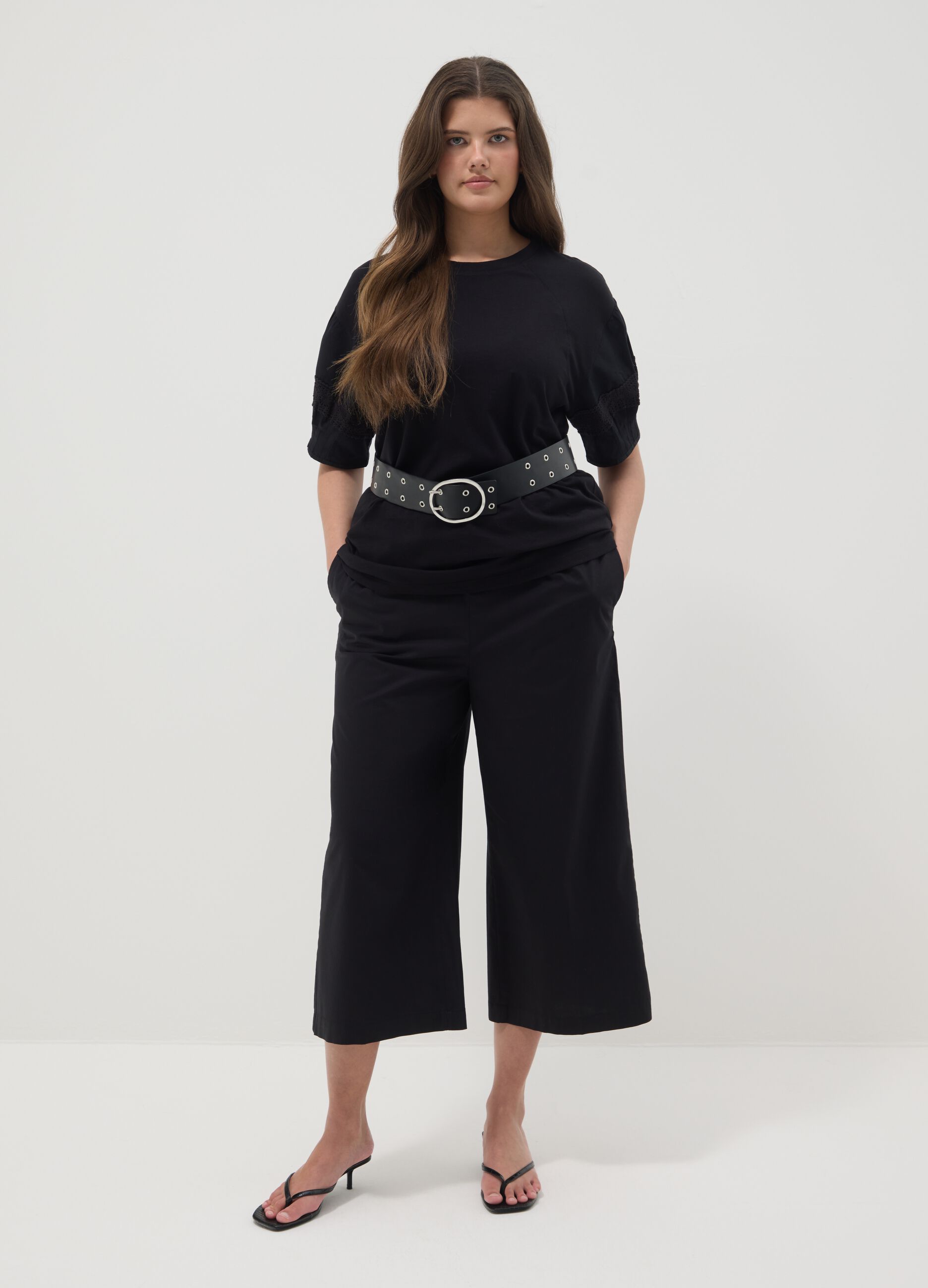 Black regular fit pure cotton t-shirt