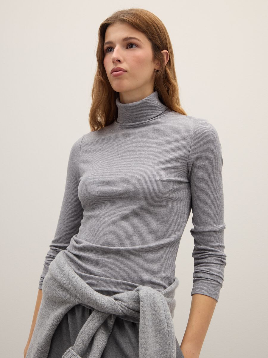 Maglia a collo alto grigia regular fit_0