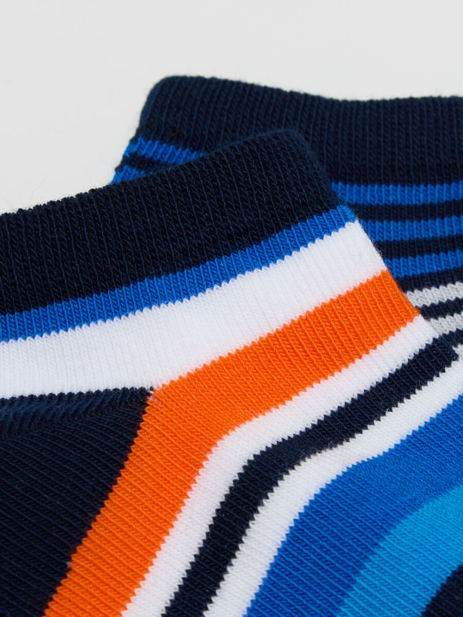 Three-pair pack stretch shoe liners with striped pattern_1
