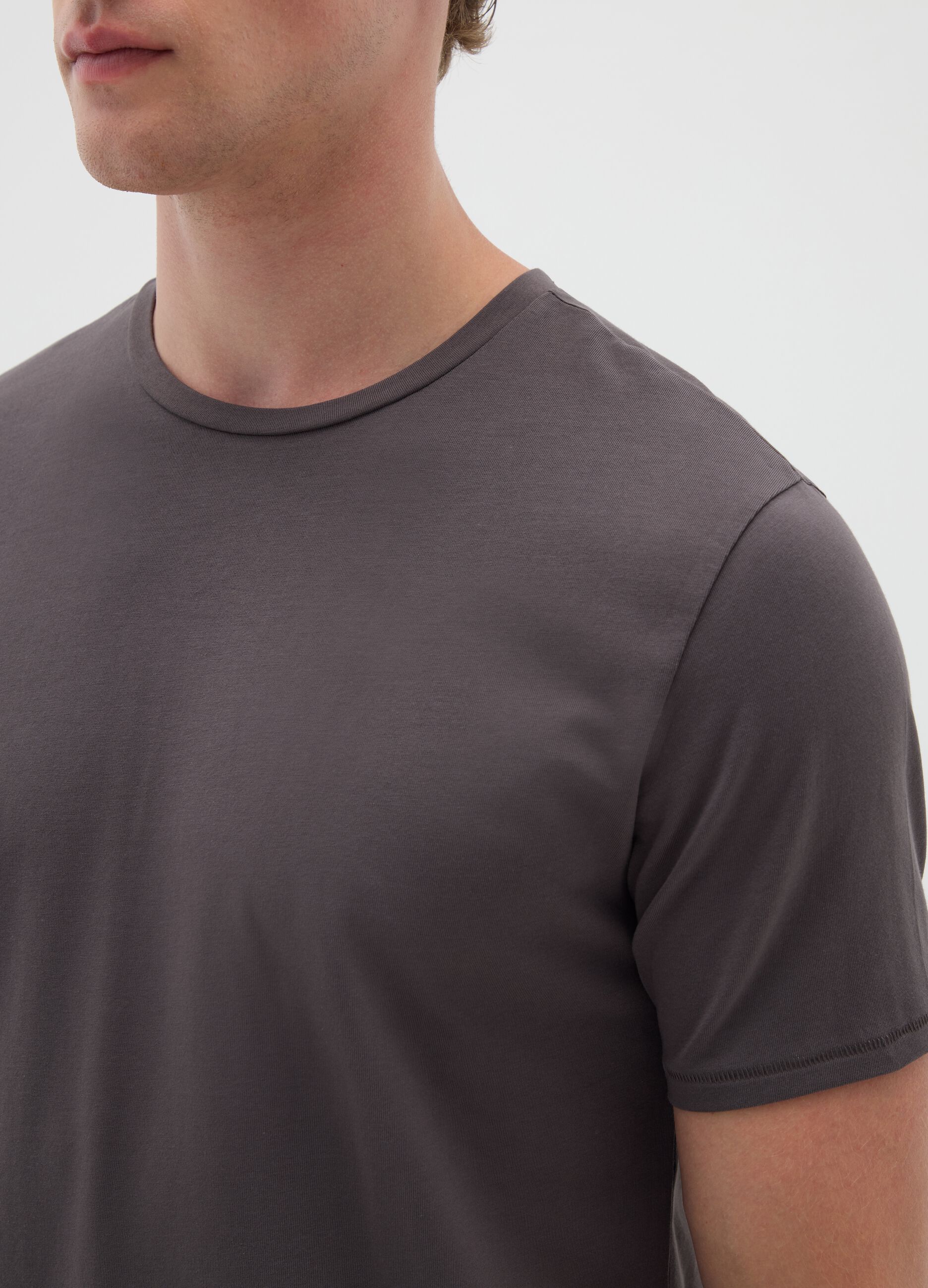 Men's Grey Stretch Cotton Slim Fit T-shirt