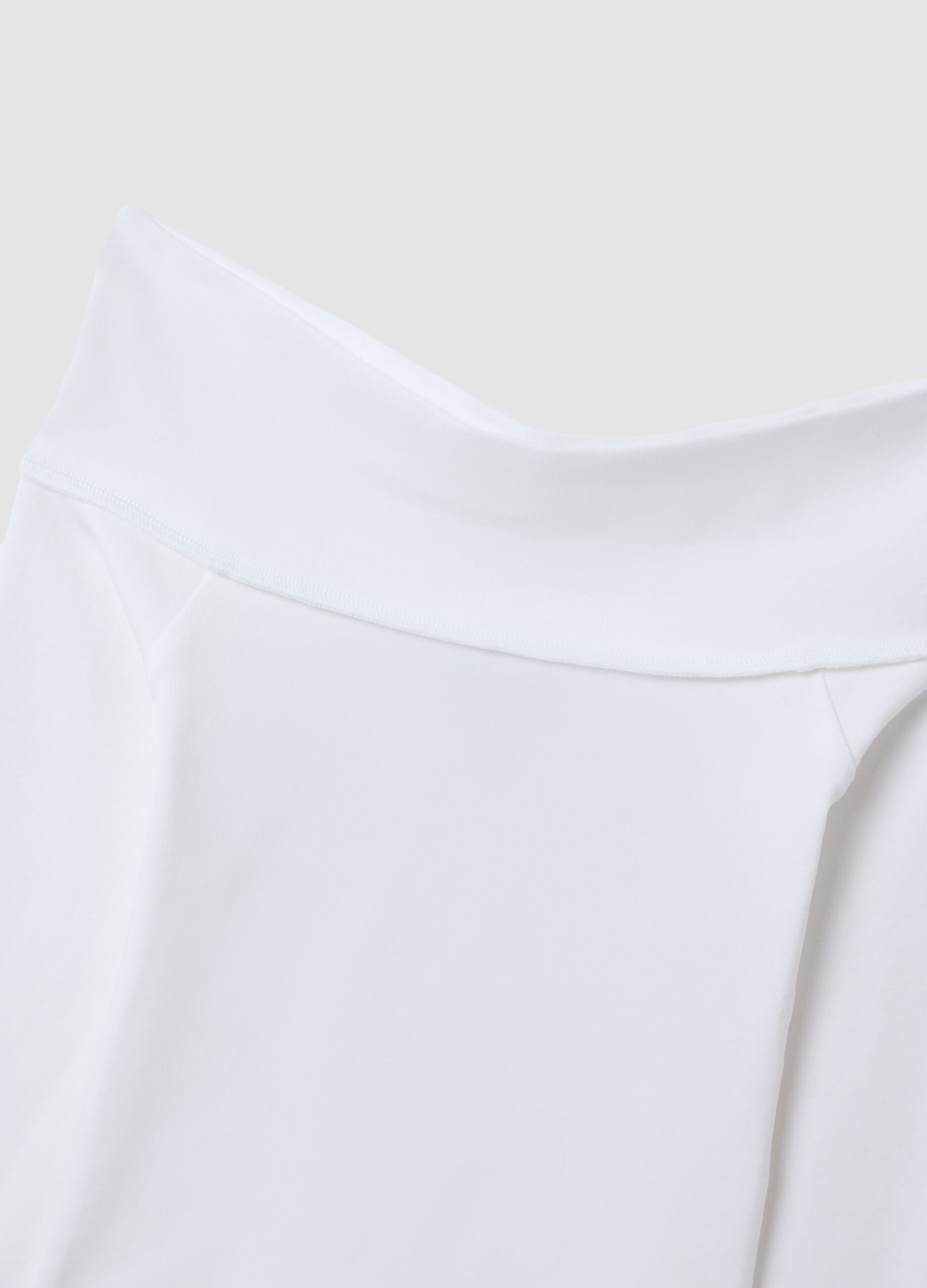 White stretch cotton slim-fit boat-neck T-shirt