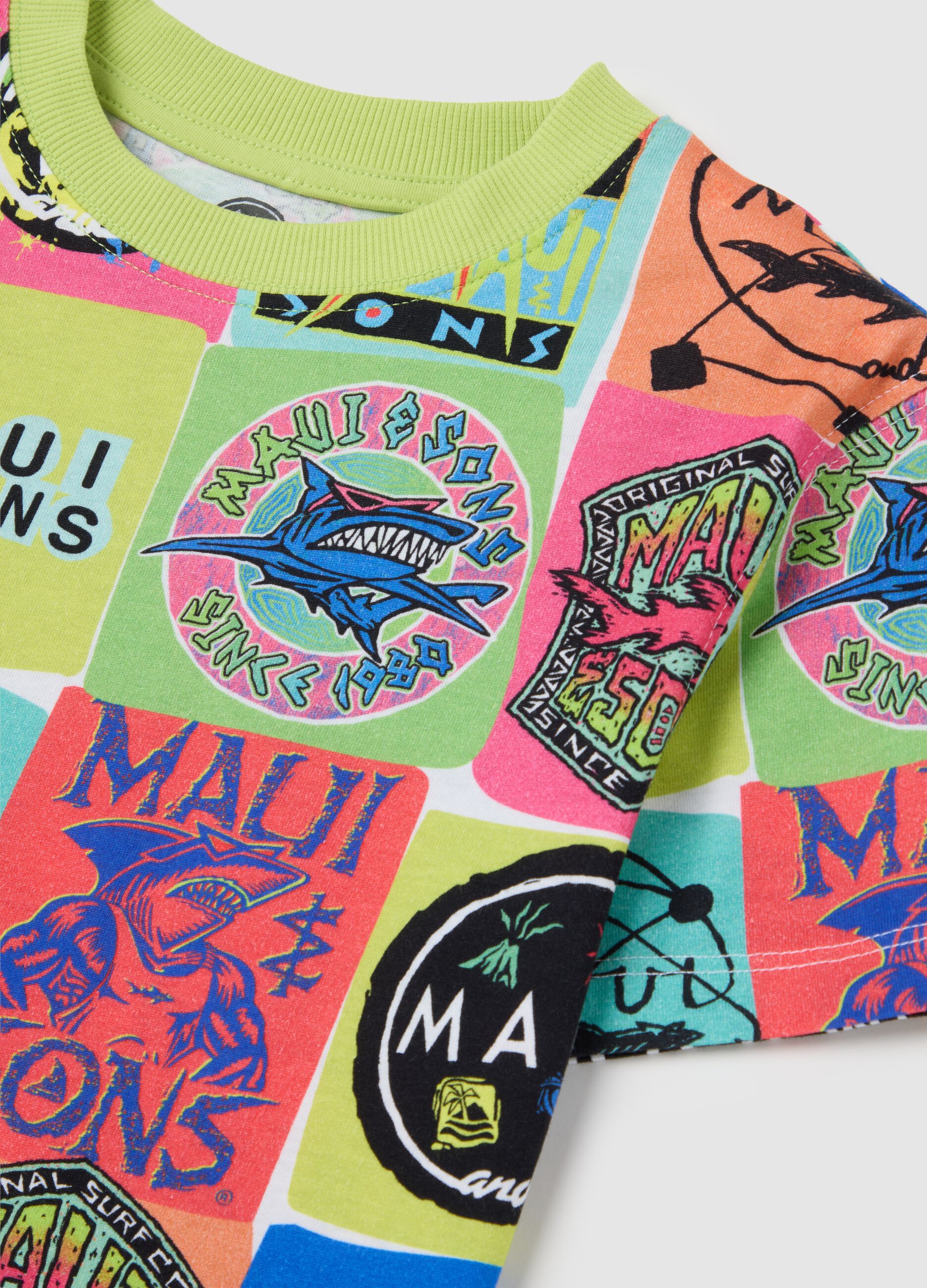 Short Sleeve T-Shirt with Colourful Maui & Sons Print