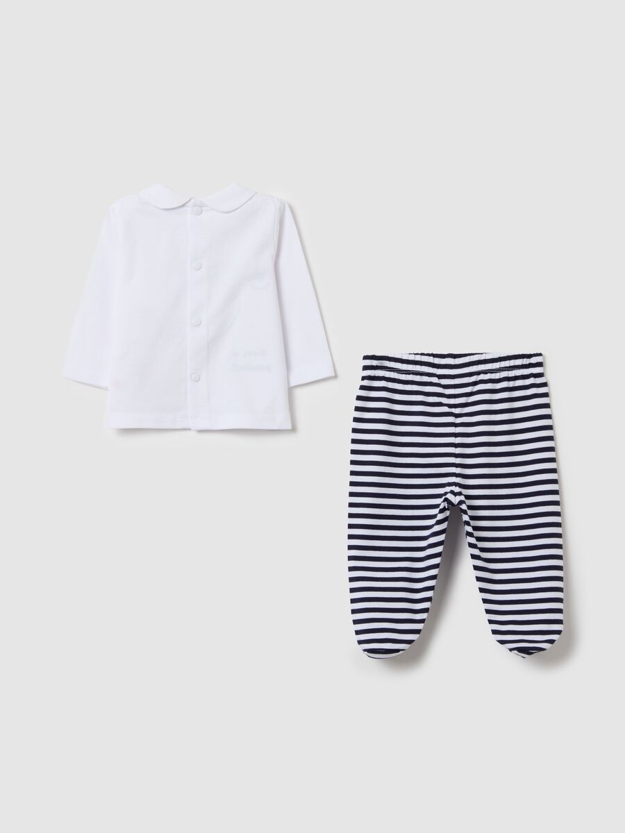 Top and baby leggings set in cotton with rabbit embroidery_1