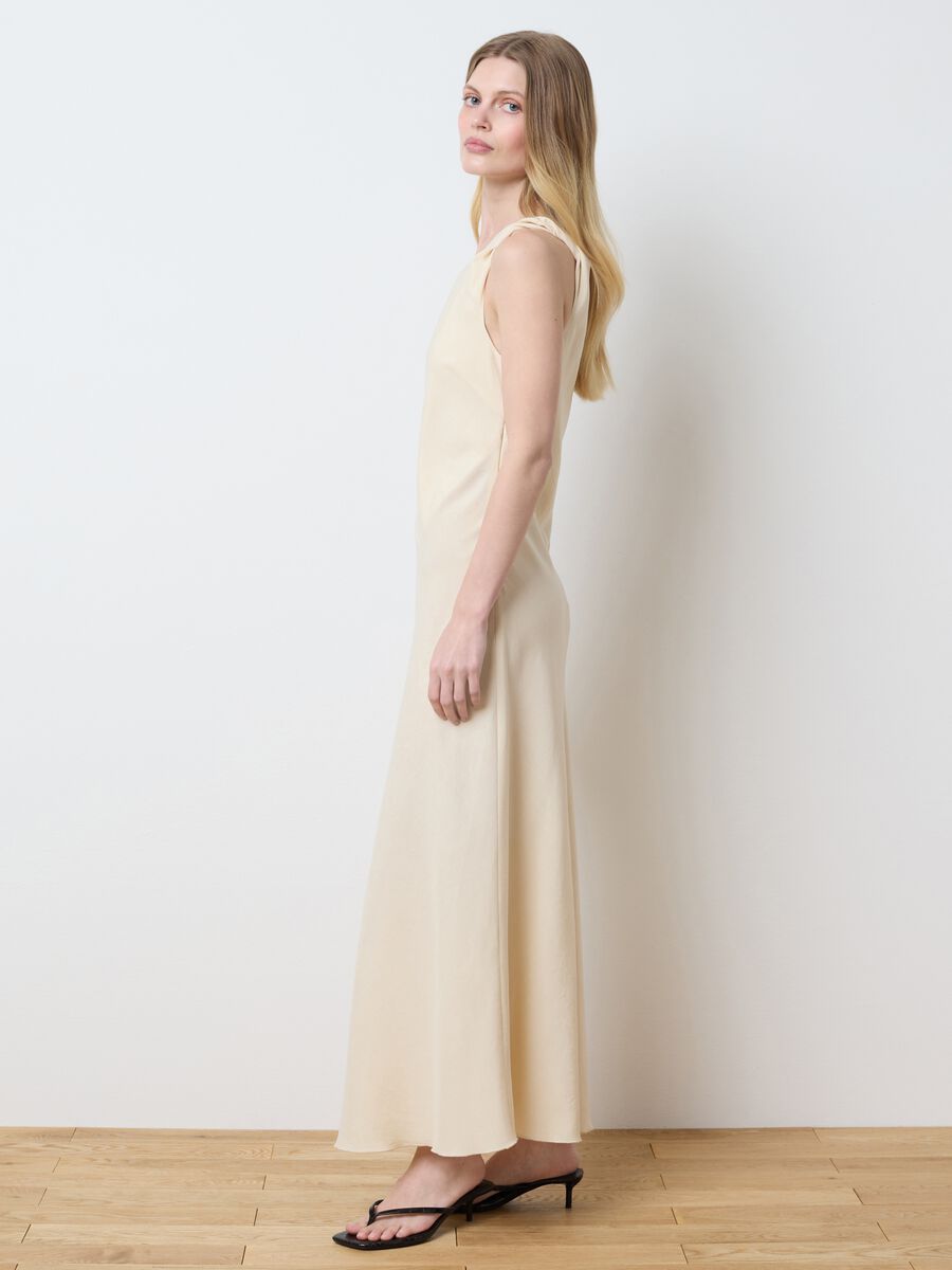 Cream one-shoulder dress in linen_2