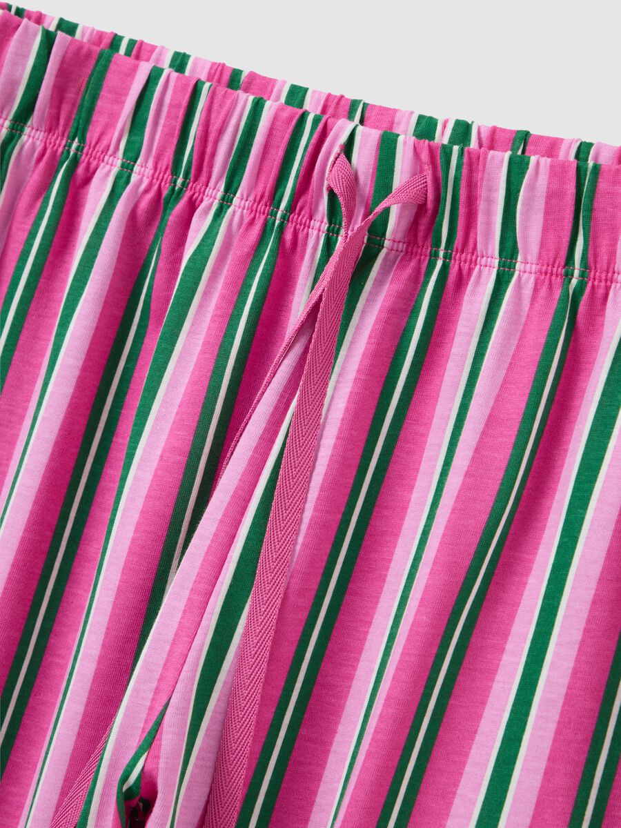 Women's summer set in multicoloured pure cotton regular fit with pink top and striped shorts_5