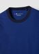 T-shirt fitted blu in puro cotone con profili a contrasto_5