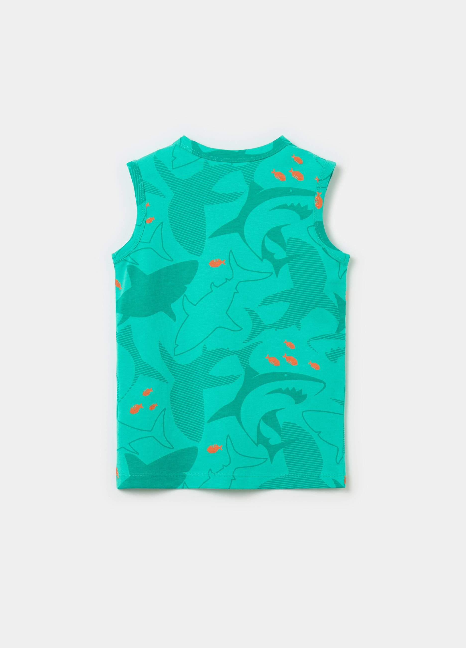 Cotton racerback vest with print