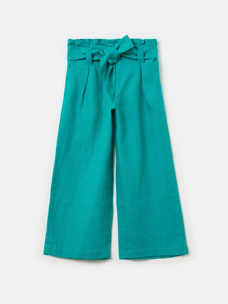 Wide-leg trousers in linen with belt_4